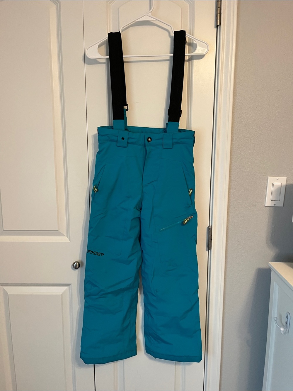 Spyder Kids Teal Snow Pants with Black Suspenders